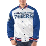 White/Royal Philadelphia 76ers Renegade Varsity Satin Jacket