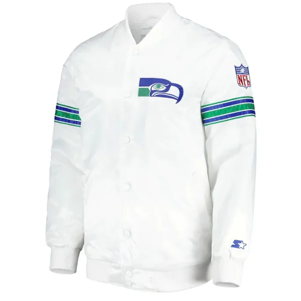 White Seattle Seahawks The Power Forward Satin Jacket