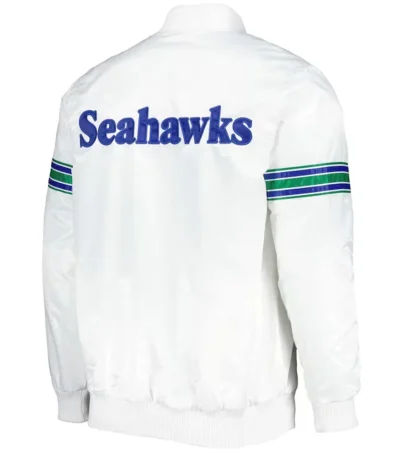White Seattle Seahawks The Power Forward Satin Jacket