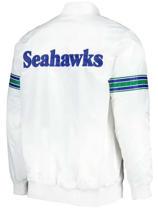 White Seattle Seahawks The Power Forward Satin Jacket