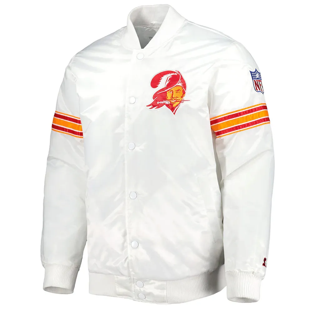 White The Power Tampa Bay Buccaneers Satin Jacket White The Power Tampa Bay Buccaneers Satin Jacket