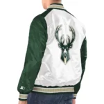 White/hunter Green Milwaukee Bucks Renegade Varsity Satin Jacket