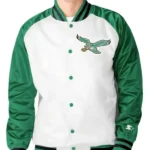 White/kelly Green Philadelphia Eagles Clean Up Throwback Jacket