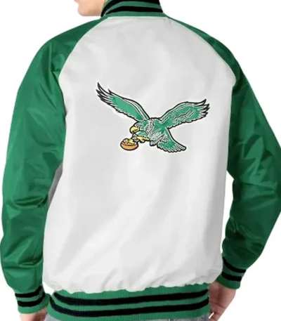 White/kelly Green Philadelphia Eagles Clean Up Throwback Jacket