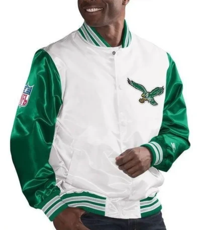 White/kelly Green Philadelphia Eagles Legend Satin Jacket