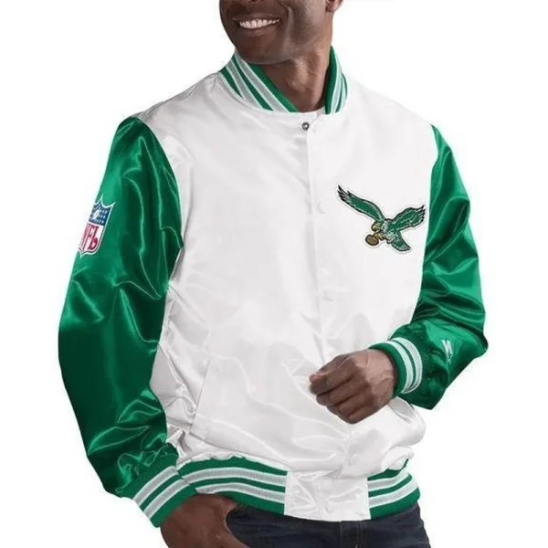 White/kelly Green Philadelphia Eagles Legend Satin Jacket