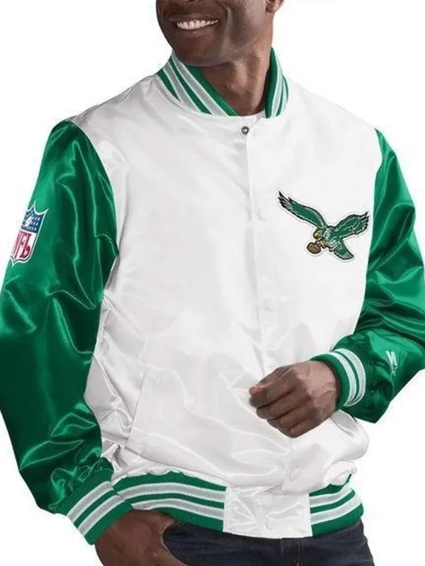 White/kelly Green Philadelphia Eagles Legend Satin Jacket