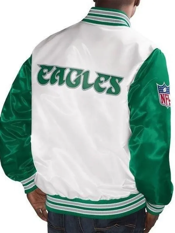 White/kelly Green Philadelphia Eagles Legend Satin Jacket