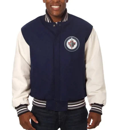 Winnipeg Jets Blue and White Varsity Two-Tone Jacket