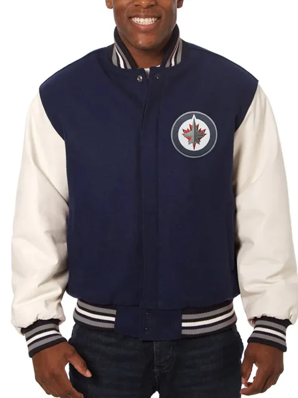 Winnipeg Jets Blue and White Varsity Two-Tone Jacket