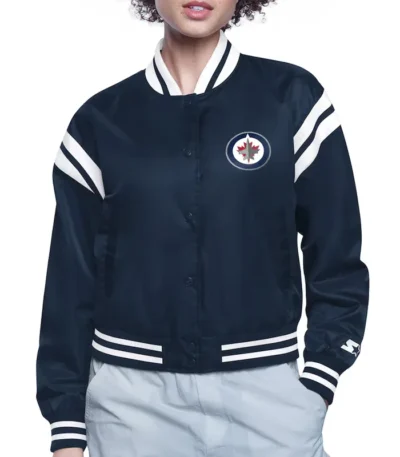 Winnipeg Jets Printed Logo Varsity Satin Jacket