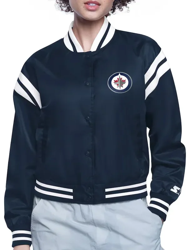 Winnipeg Jets Printed Logo Varsity Satin Jacket