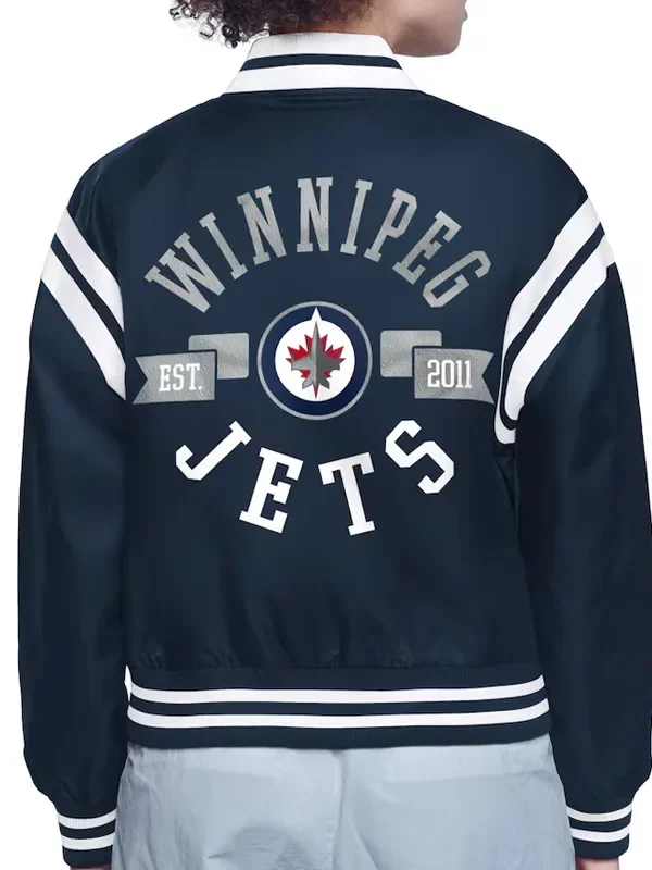 Winnipeg Jets Printed Logo Varsity Satin Jacket