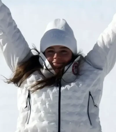 Winter Olympics 2026 Breezy Johnson White Jacket