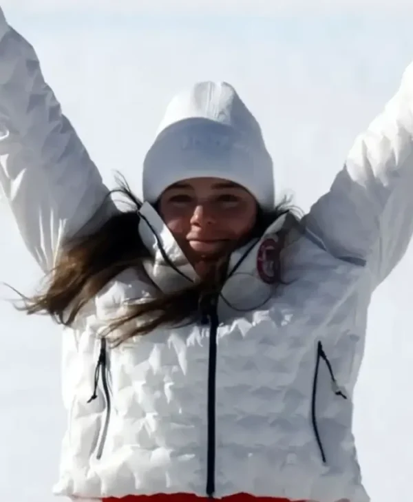 Winter Olympics 2026 Breezy Johnson White Jacket