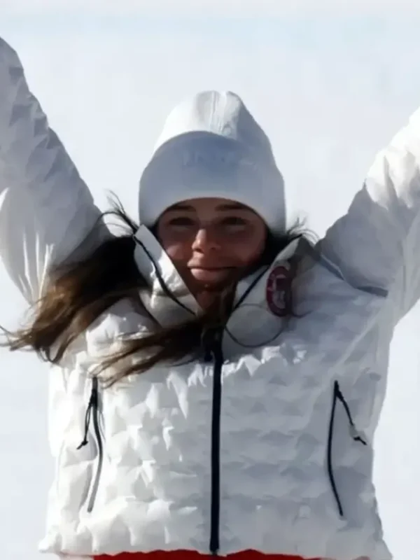 Winter Olympics 2026 Breezy Johnson White Jacket