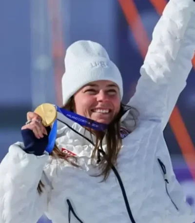 Winter Olympics 2026 Breezy Johnson White Jacket