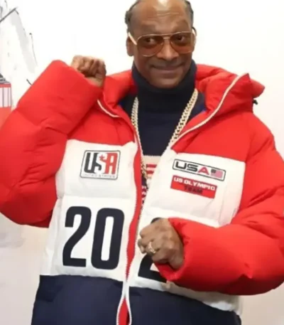 Winter Olympics 2026 Snoop Dogg Team USA Red Puffer Jacket
