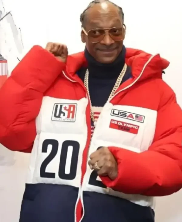 Winter Olympics 2026 Snoop Dogg Team USA Red Puffer Jacket