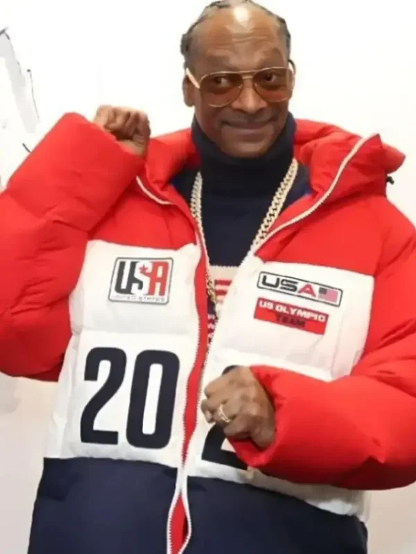 Winter Olympics 2026 Snoop Dogg Team USA Red Puffer Jacket
