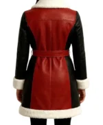 Women Red and Black Leather Shearling Coat