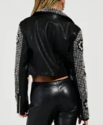 Womens Black Punk Embellised Motorcycle Jacket