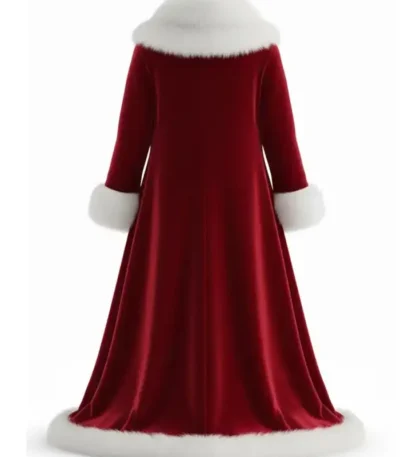 Womens Christmas Red Velvet Fur Cloak