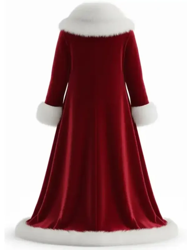 Womens Christmas Red Velvet Fur Cloak