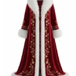 Womens Christmas Red Velvet Fur Cloak
