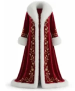 Womens Christmas Red Velvet Fur Cloak