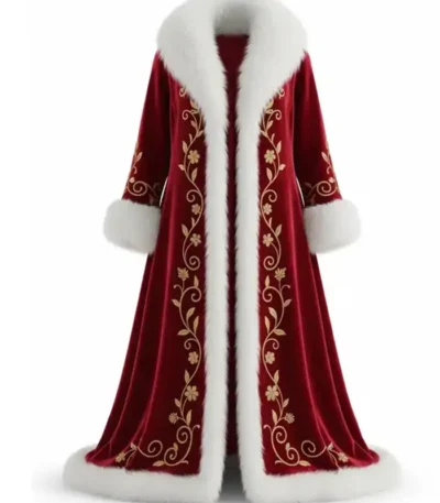Womens Christmas Red Velvet Fur Cloak
