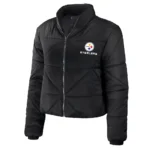 Womens Pittsburgh Steelers Puffer Cropped Jacket