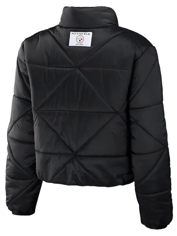 Womens Pittsburgh Steelers Puffer Cropped Jacket