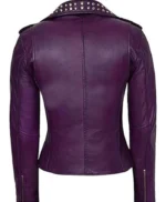 Women’s Purple Biker Studded Genuine Leather Jacket