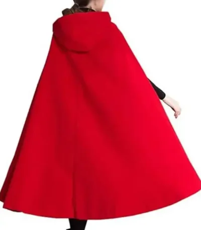 Women’s Red Hooded Wool Cloak