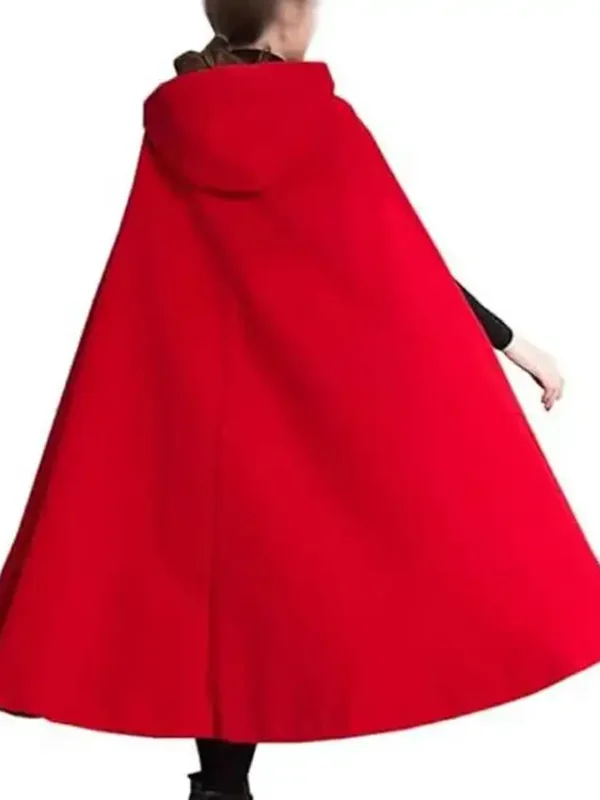 Women’s Red Hooded Wool Cloak