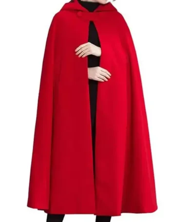 Women’s Red Hooded Wool Cloak