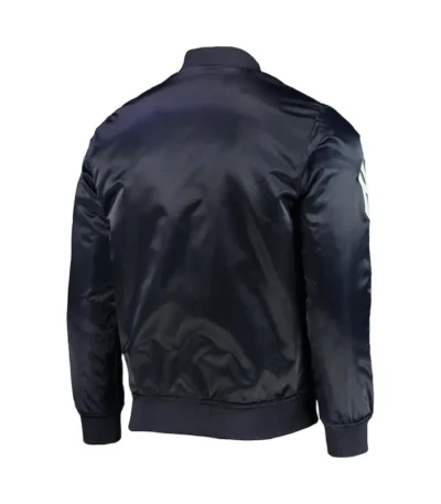 NY Yankees Wordmark Navy Satin Jacket
