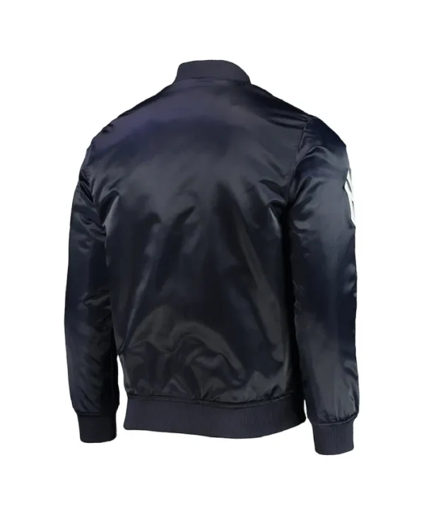 NY Yankees Wordmark Navy Satin Jacket