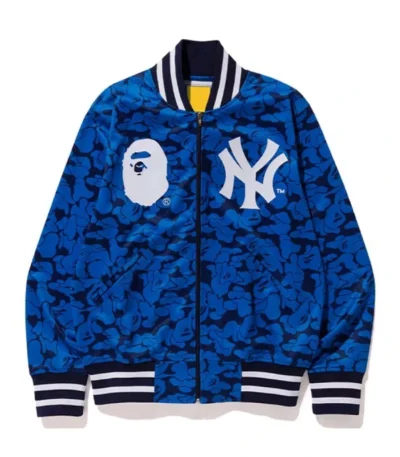 Yankees Bape Varsity Full-Zip Satin Jacket