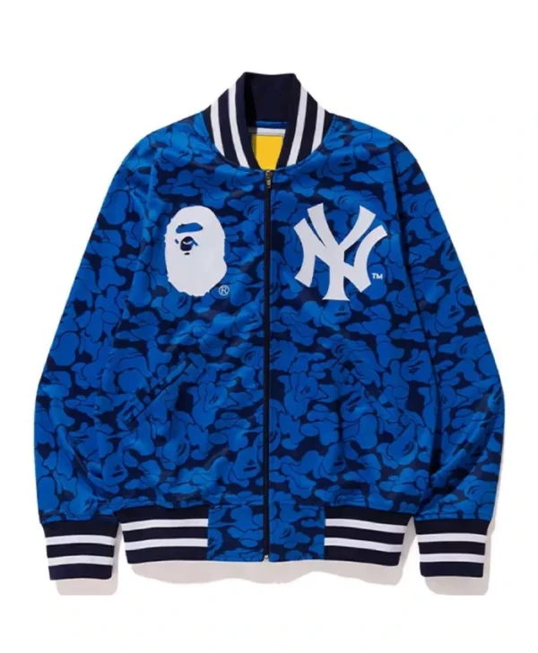Yankees Bape Varsity Full-Zip Satin Jacket