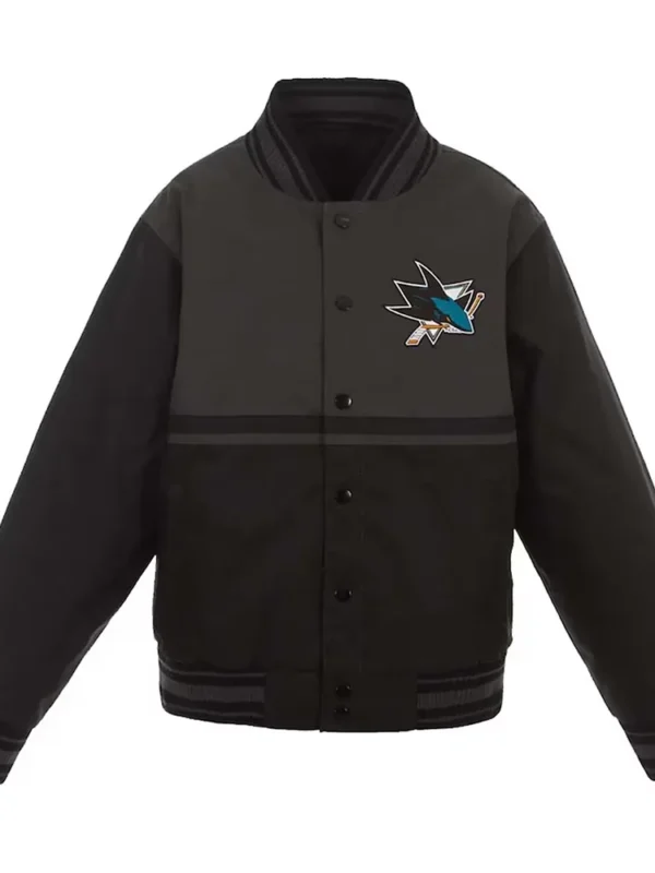 Youth San Jose Sharks Black Poly-Twill Jacket