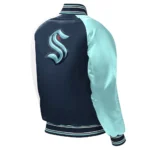 Youth Seattle Kraken Raglan Full-snap Varsity Satin Jacket