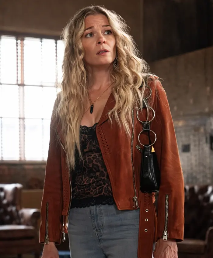 9-1-1 Nashville Dixie Bennings Brown Suede Biker Jacket 9-1-1 Nashville Dixie Bennings Brown Suede Biker Jacket