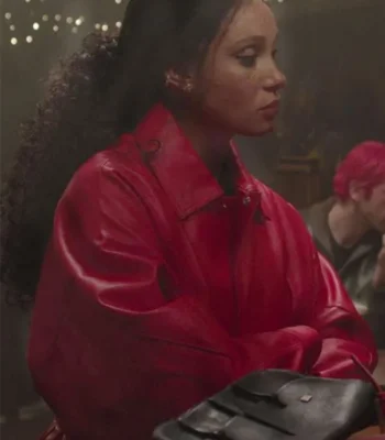 Adwoa Aboah Too Much Red Leather Jacket