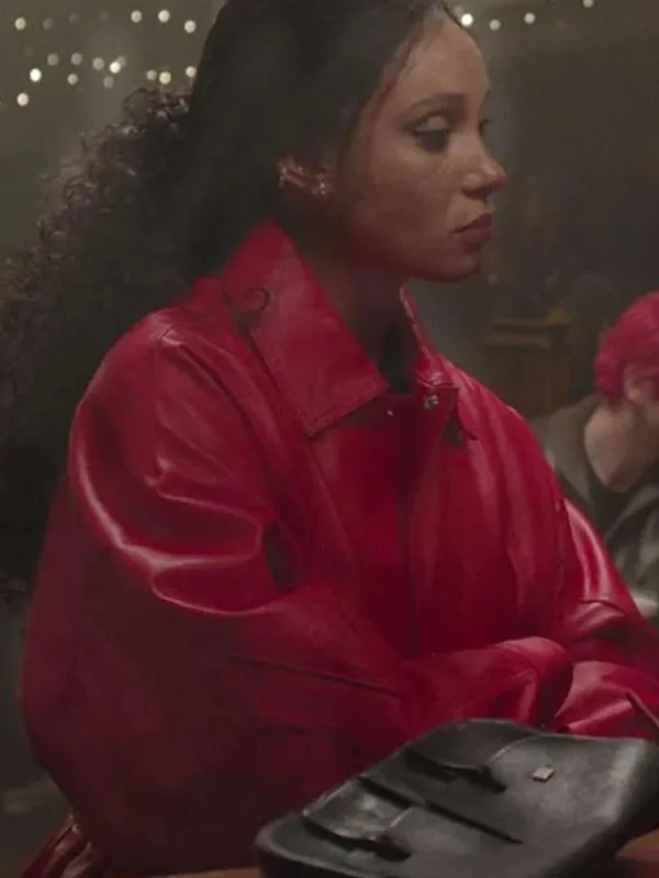 Adwoa Aboah Too Much Red Leather Jacket