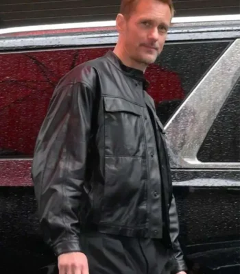 Alexander Skarsgård Murderbot S01 Black Leather Jacket