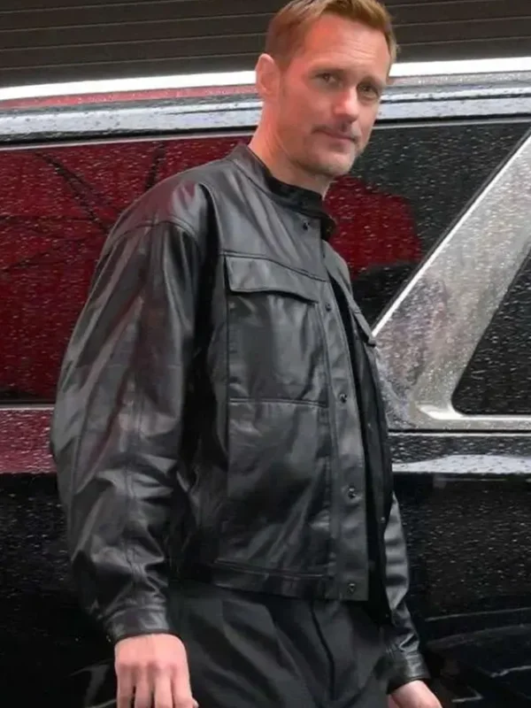 Alexander Skarsgård Murderbot S01 Black Leather Jacket
