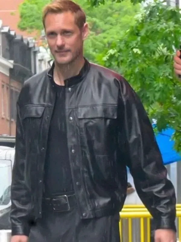 Alexander Skarsgård Murderbot S01 Black Leather Jacket