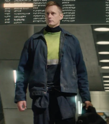 Alexander Skarsgård Murderbot S01 Blue Jacket